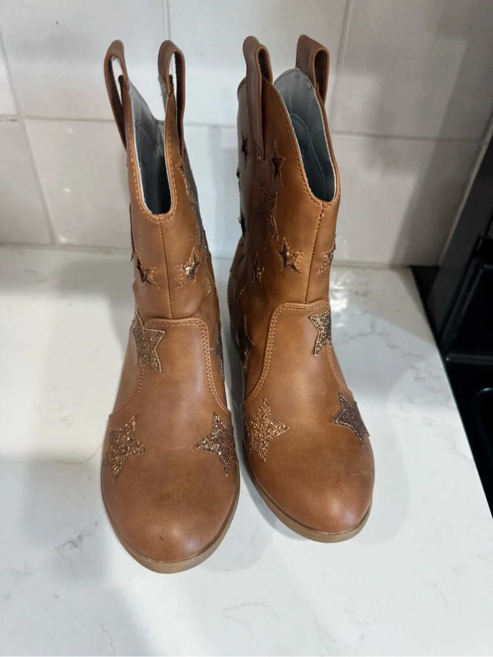 Dream Pairs Tan Kids Western Star Boots